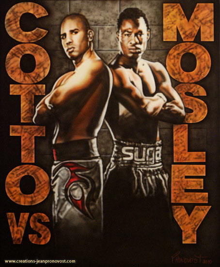Voici Coto et Mosley peint au airbrush sur une toile.