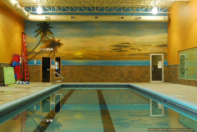 Airbrush mural swimming pool